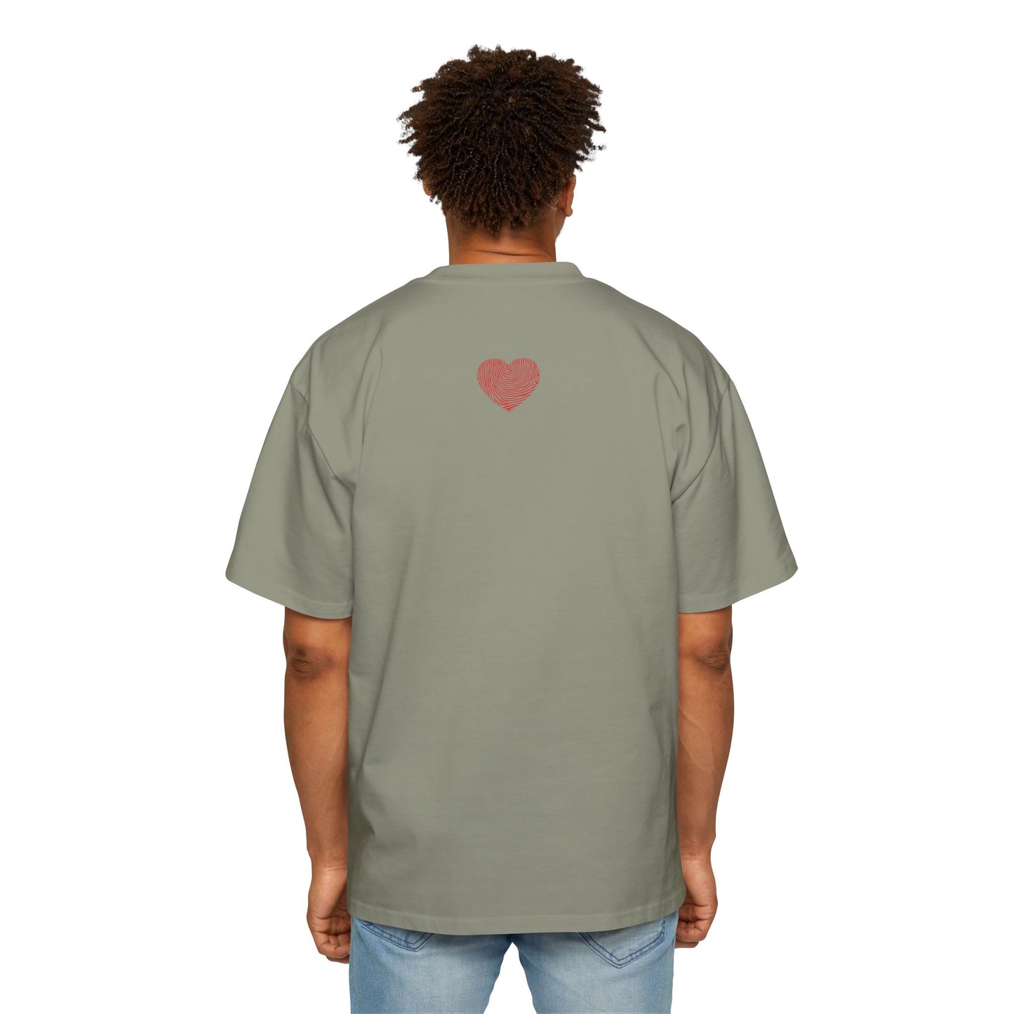 Men's Heavy Oversized Tee - 'Be the Greatest' Heart Design