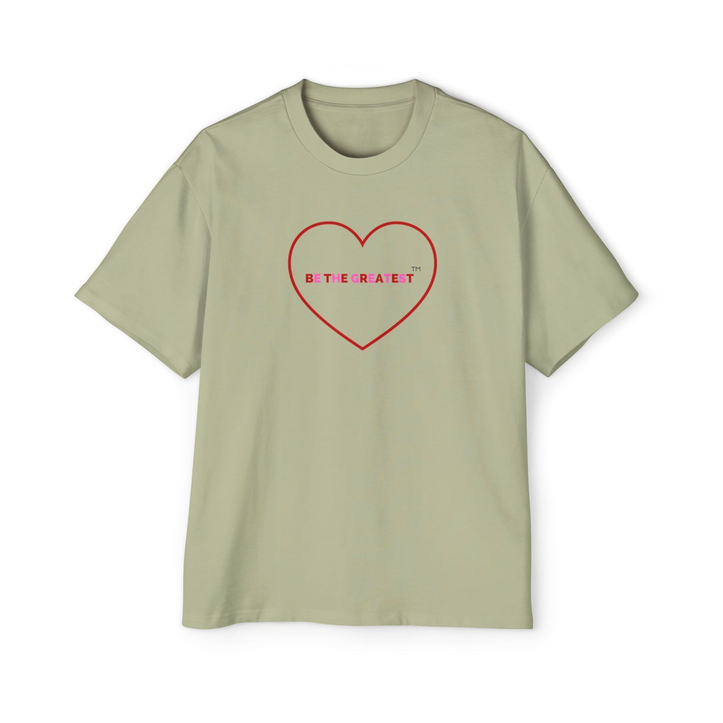 Men's Heavy Oversized Tee - 'Be the Greatest' Heart Design