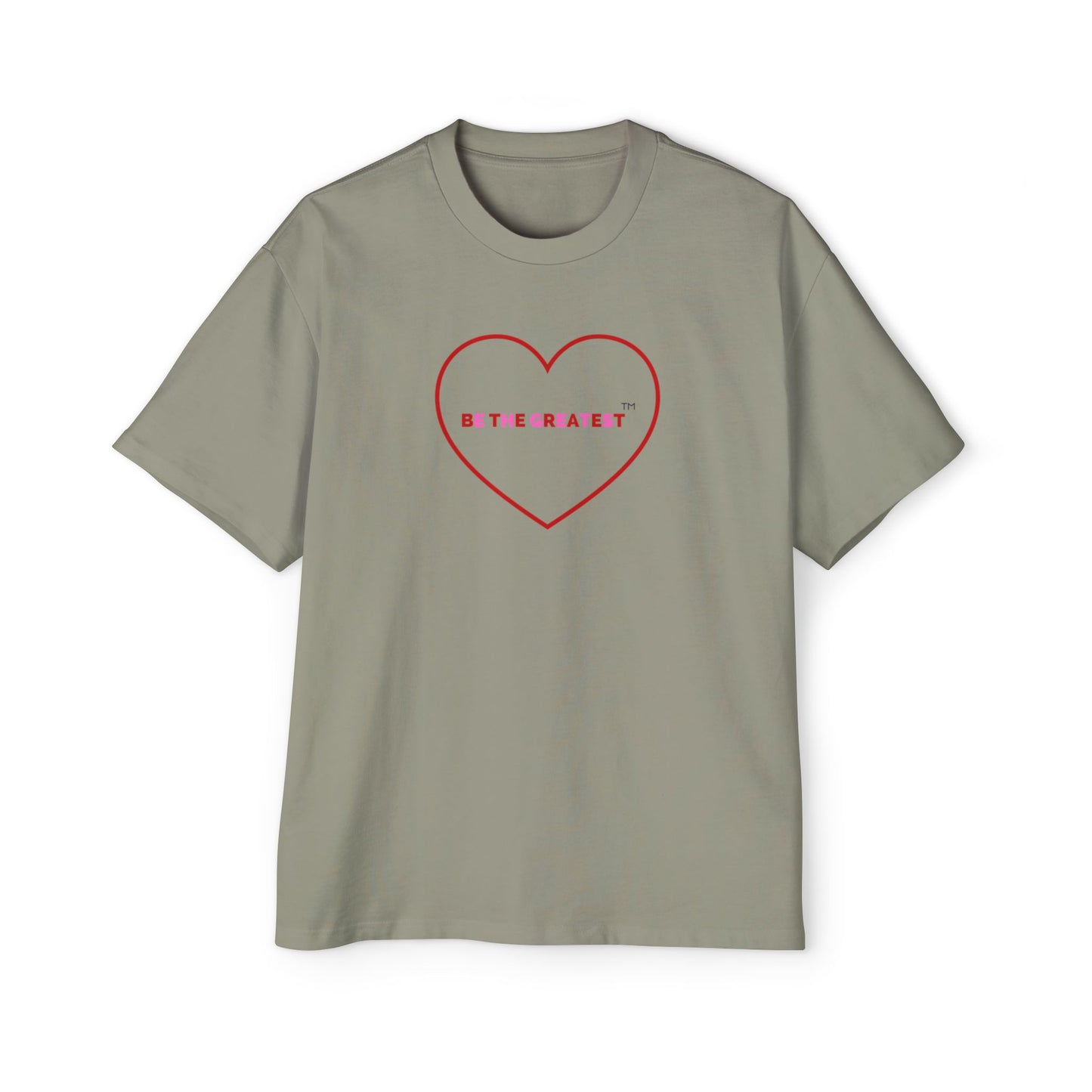 Men's Heavy Oversized Tee - 'Be the Greatest' Heart Design