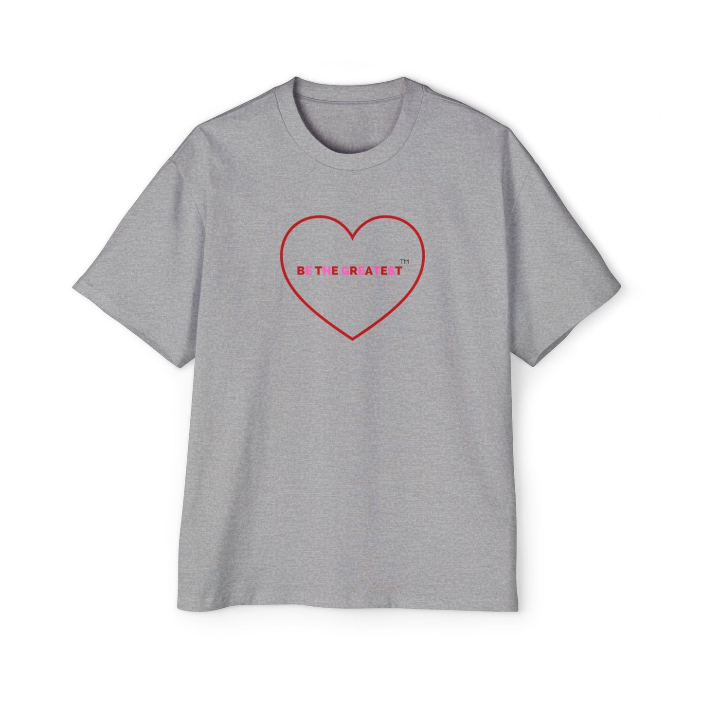 Men's Heavy Oversized Tee - 'Be the Greatest' Heart Design