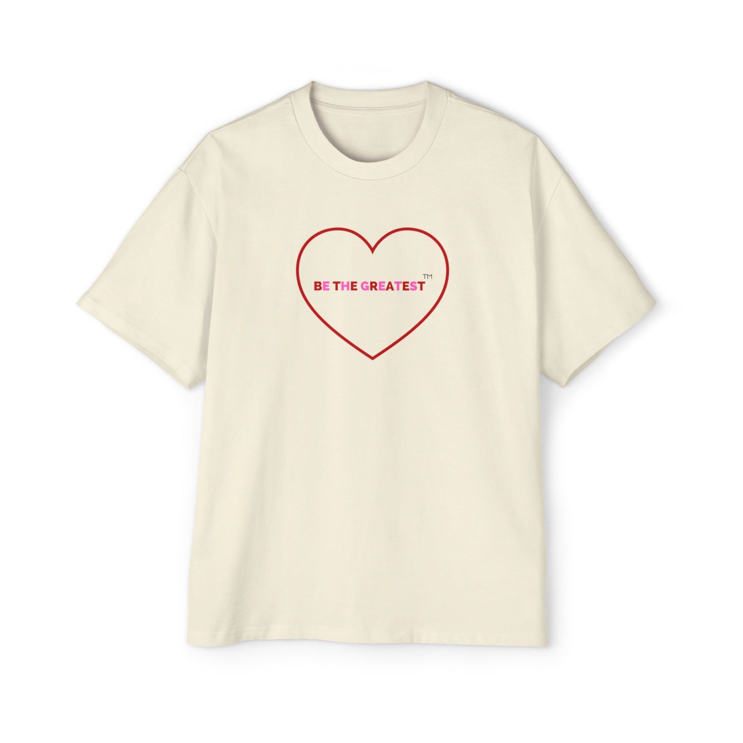 Men's Heavy Oversized Tee - 'Be the Greatest' Heart Design