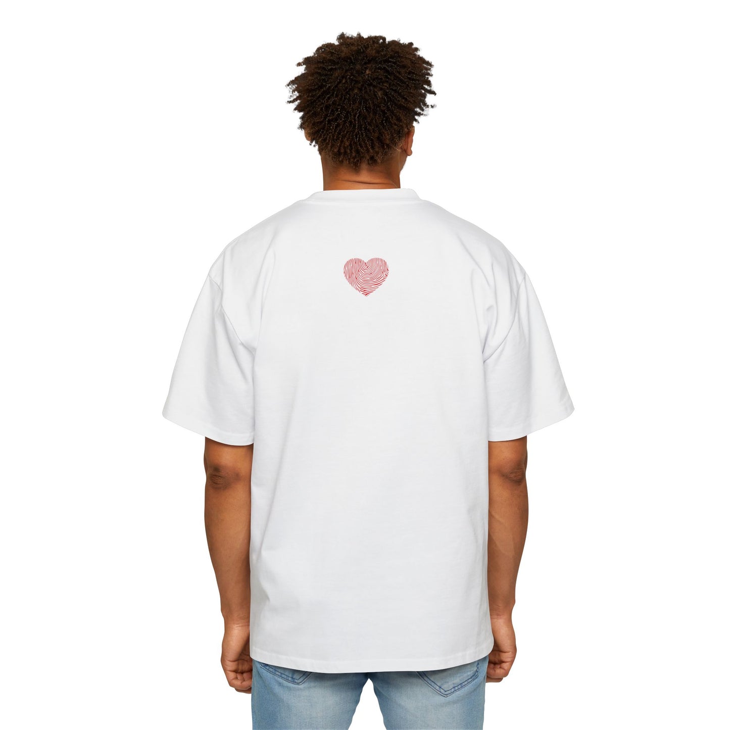 Men's Heavy Oversized Tee - 'Be the Greatest' Heart Design