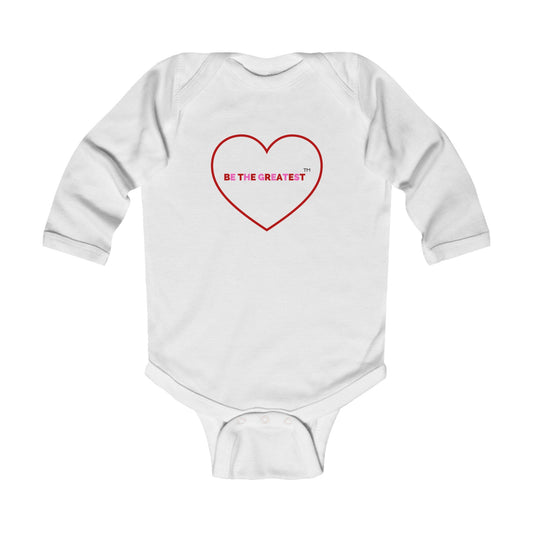 Infant Long Sleeve Bodysuit - "Be The Greatest" Heart Design - Perfect for Newborns and Baby Showers