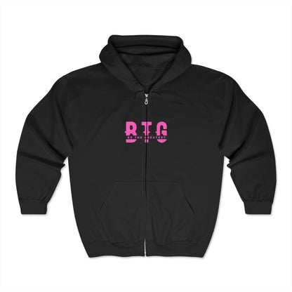 BTG Logo Unisex Heavy Blend Full Zip Hooded Sweatshirt - Cozy Black Hoodie for Everyday Wear