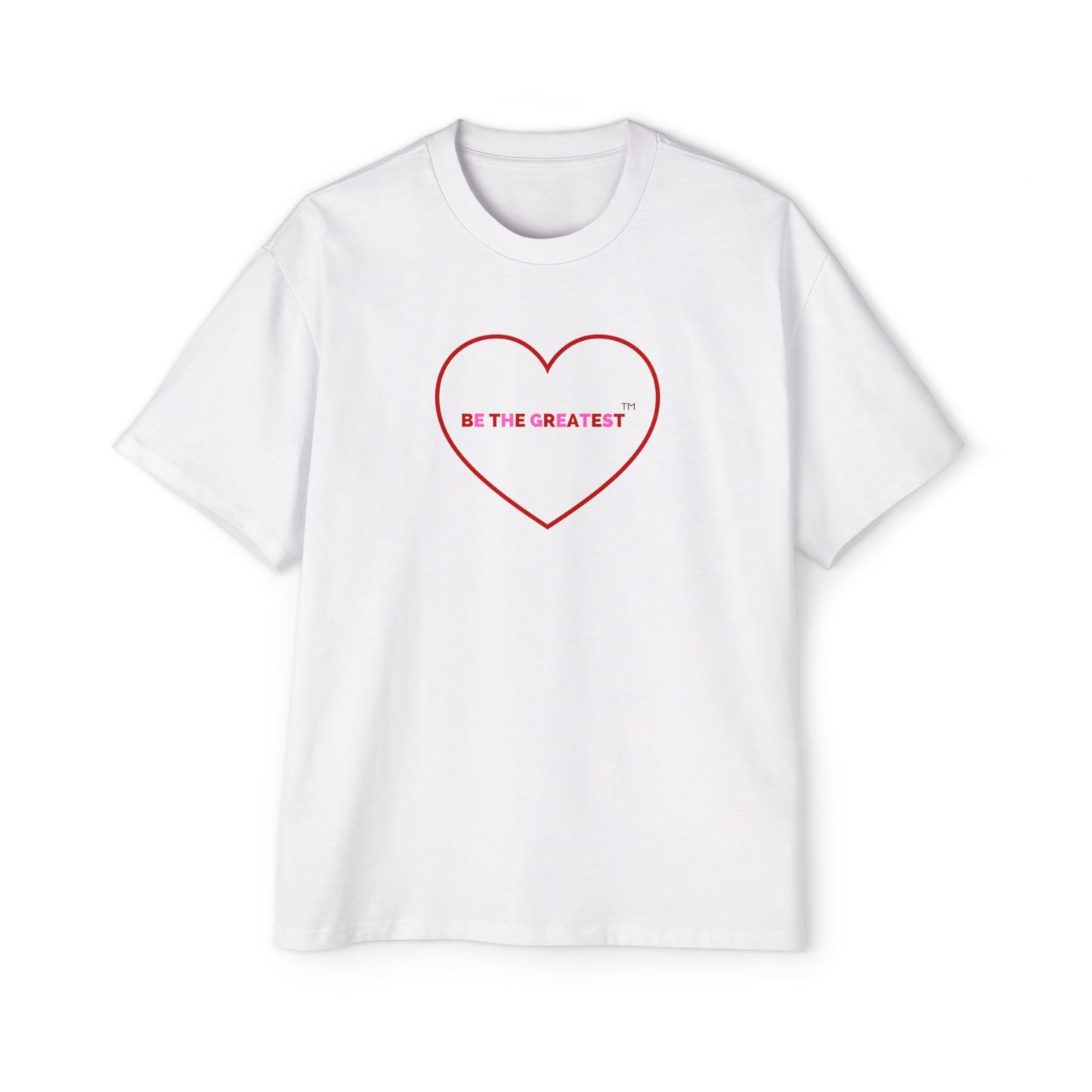 Men's Heavy Oversized Tee - 'Be the Greatest' Heart Design