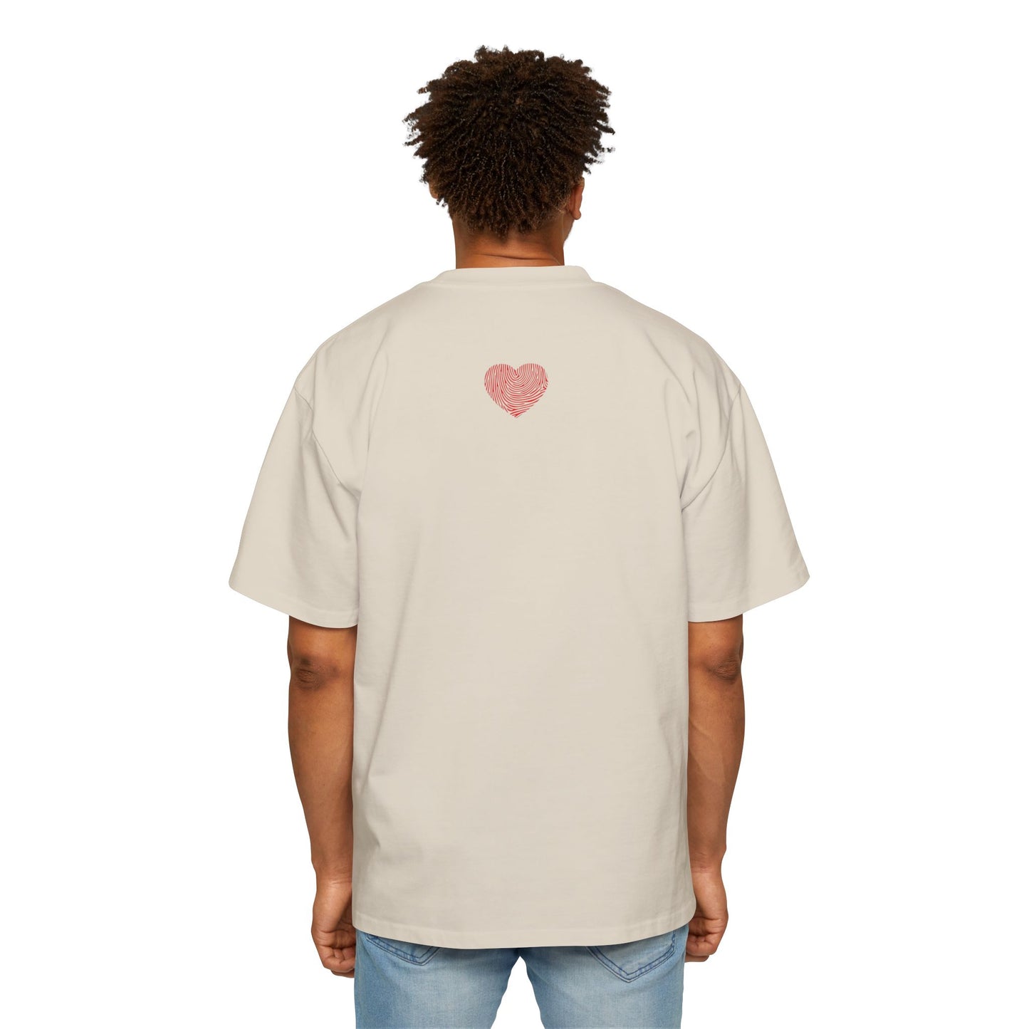 Men's Heavy Oversized Tee - 'Be the Greatest' Heart Design